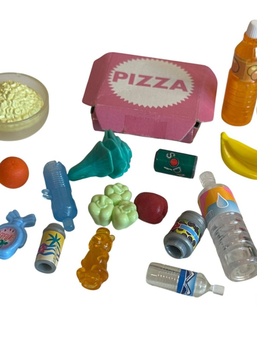 Vintage Barbie Accessories Food Lot Pizza Popcorn Soda Bananas Etc. Kitchen